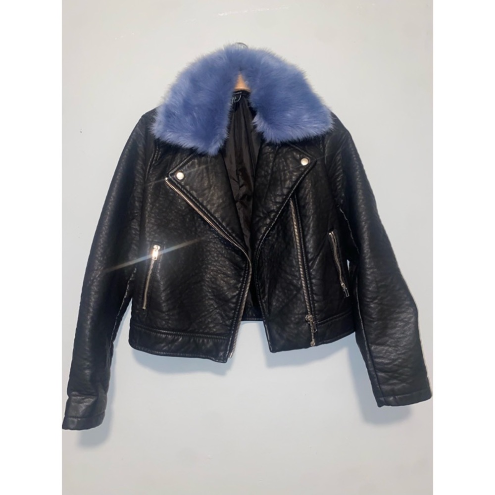 Forever 21 Faux Leather Biker Jacket Detachable Fur